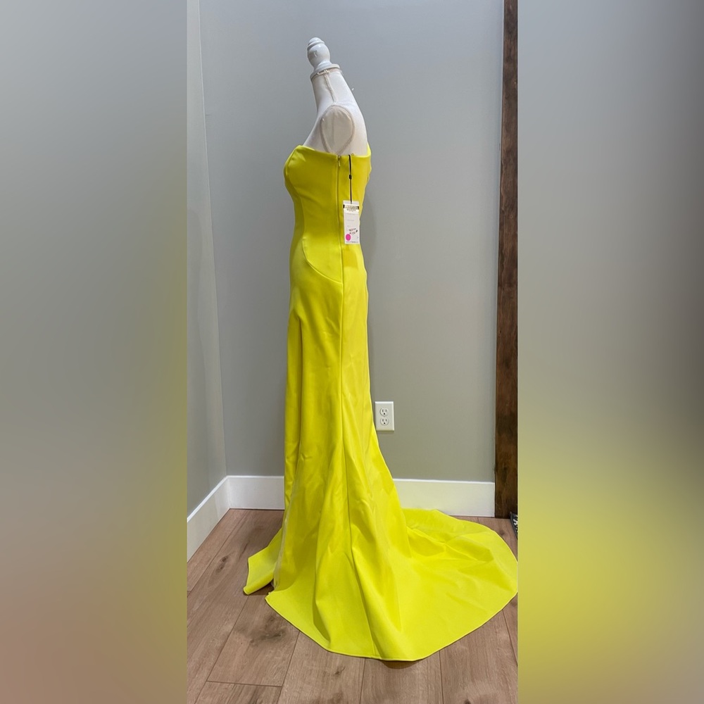 🌟3x Host Pick🌟Women’s Yellow Ashley Lauren Long Prom Dress - Picture 5 of 9